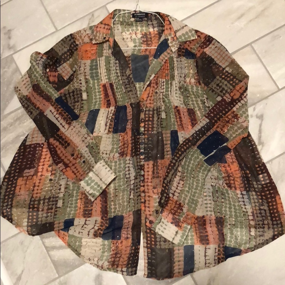 Hommage Multi Colored FLOWY button down